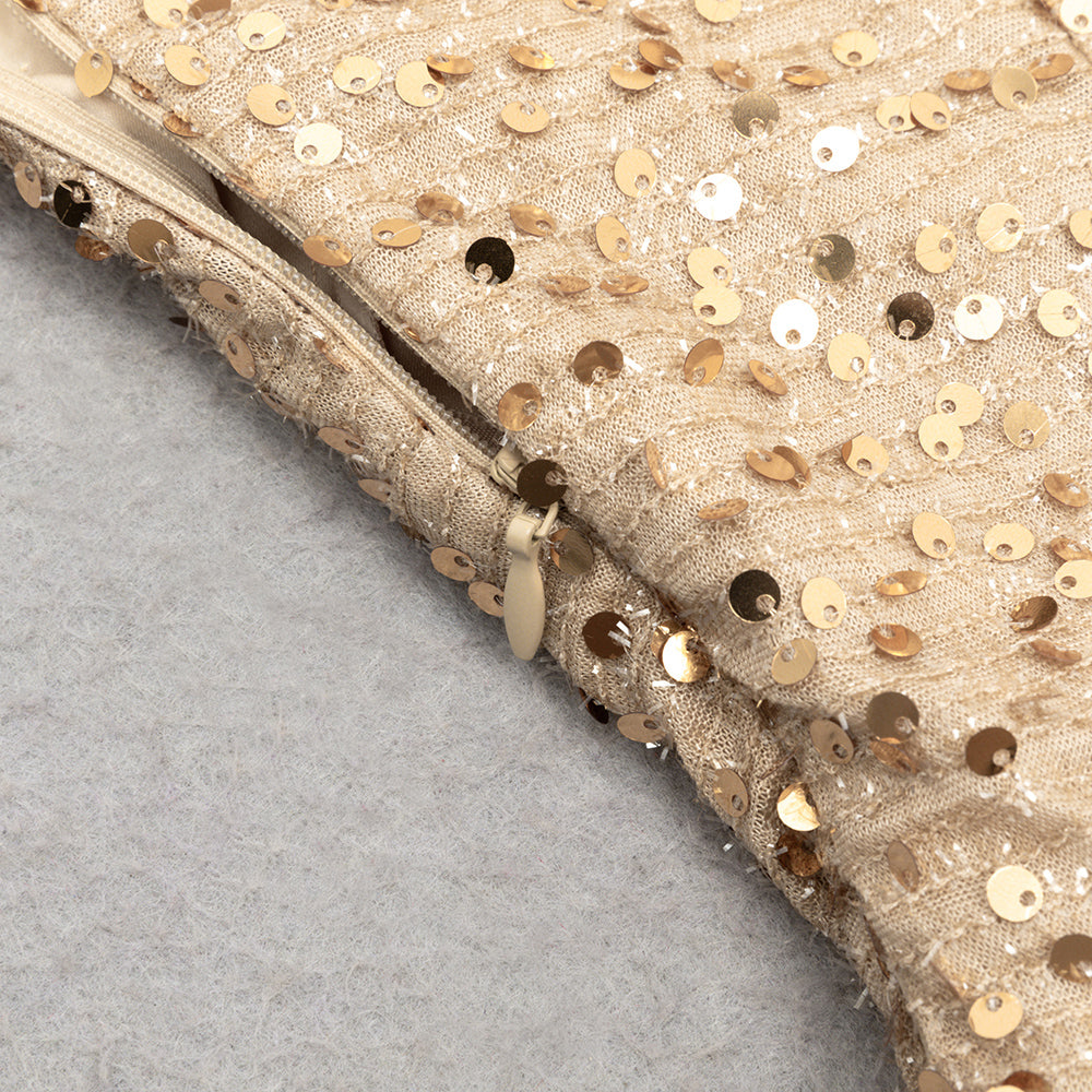 Elegantes Bandage-Maxikleid mit Diamanten – Bodenlang & Quadratkragen