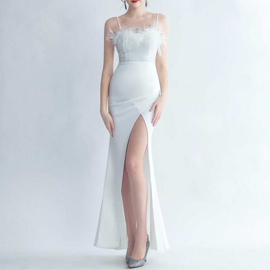 Elegantes Bandage-Maxikleid mit Diamanten – Bodenlang & Quadratkragen