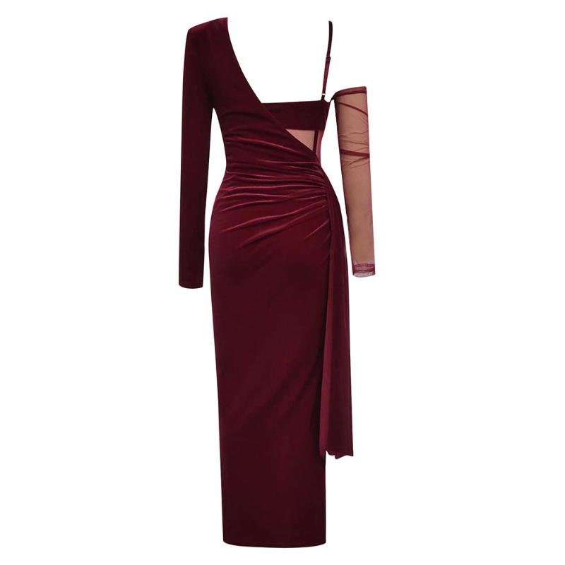Elegantes Bandage-Maxikleid mit Diamanten – Bodenlang & Quadratkragen
