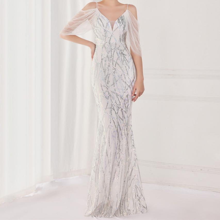 Elegantes Bandage-Maxikleid mit Diamanten – Bodenlang & Quadratkragen