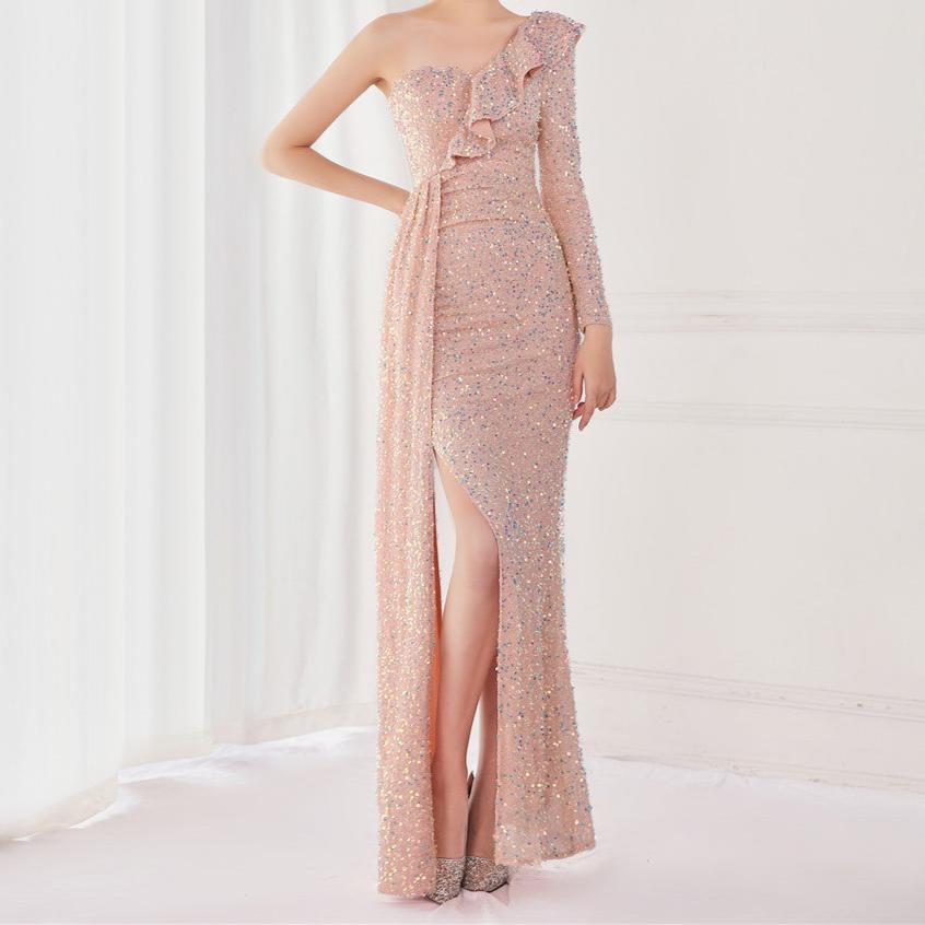 Elegantes Bandage-Maxikleid mit Diamanten – Bodenlang & Quadratkragen