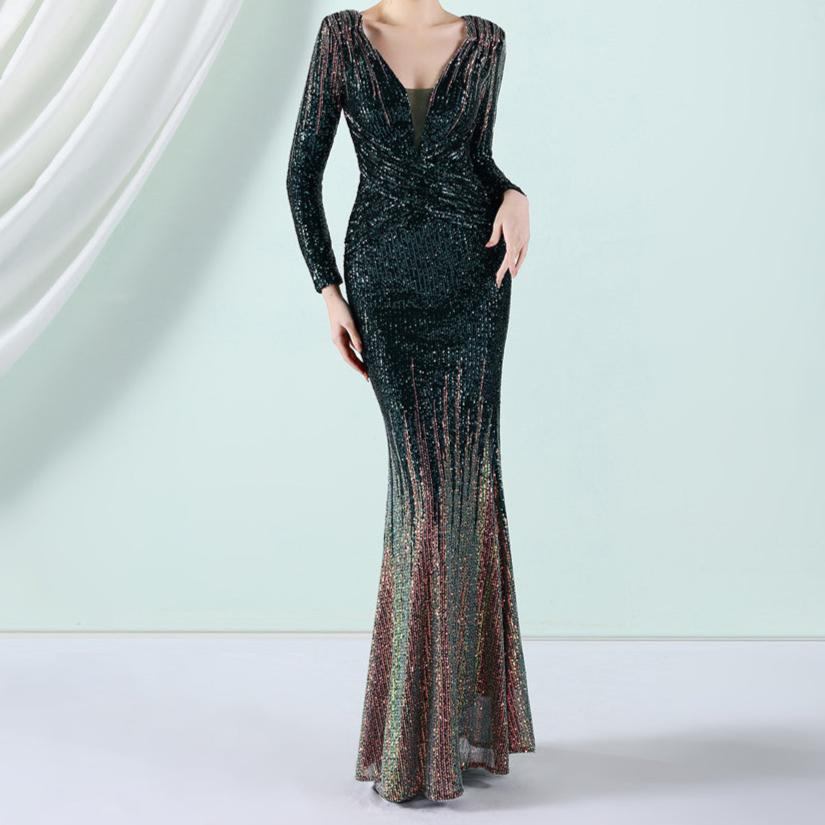 Elegantes Bandage-Maxikleid mit Diamanten – Bodenlang & Quadratkragen