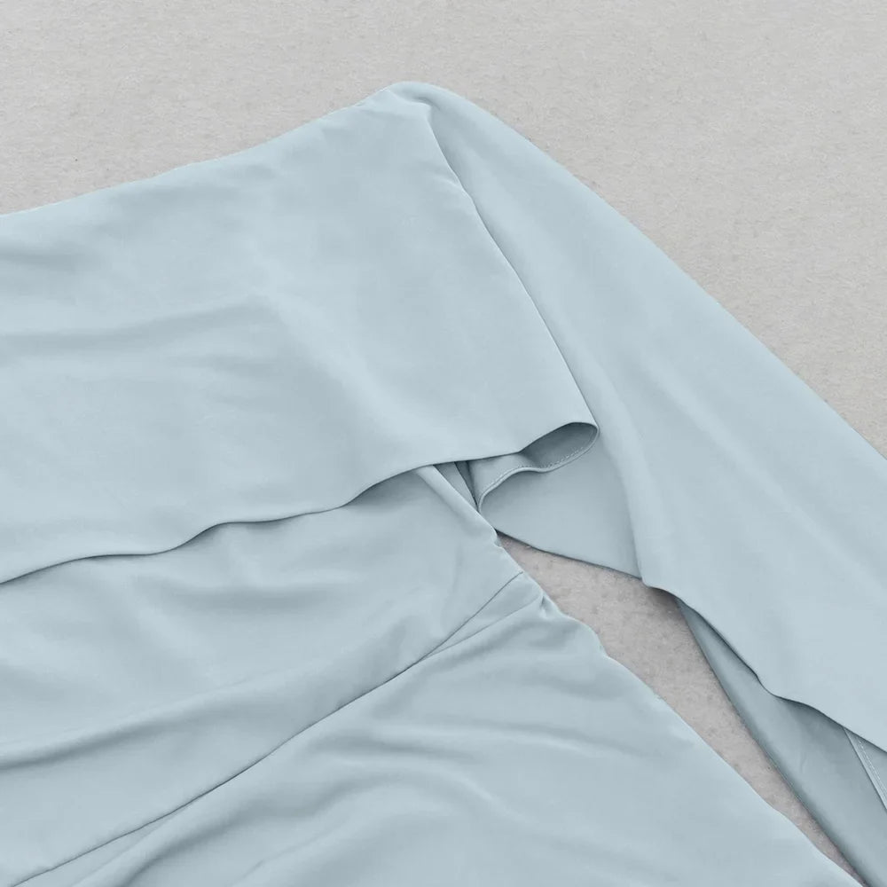 Elegantes Bandage-Maxikleid mit Diamanten – Bodenlang & Quadratkragen