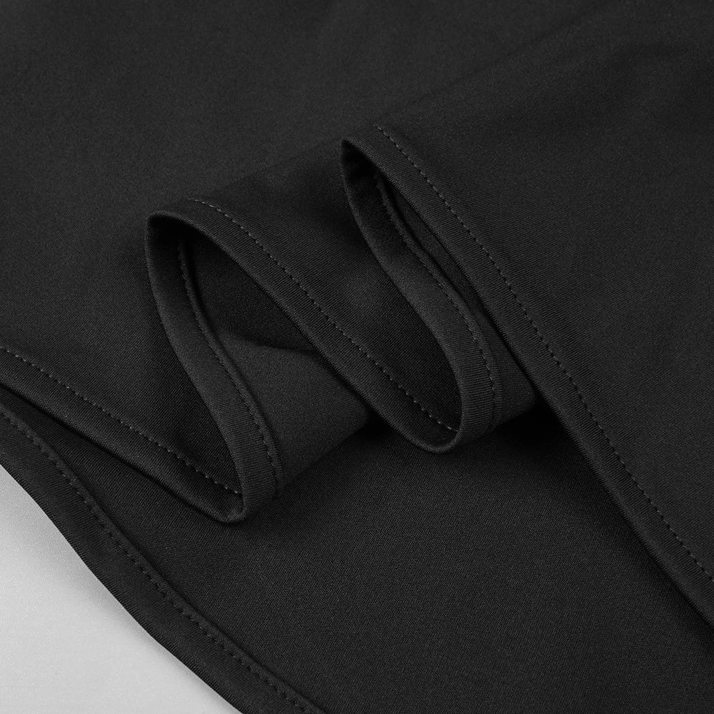 Elegantes Bandage-Maxikleid mit Diamanten – Bodenlang & Quadratkragen