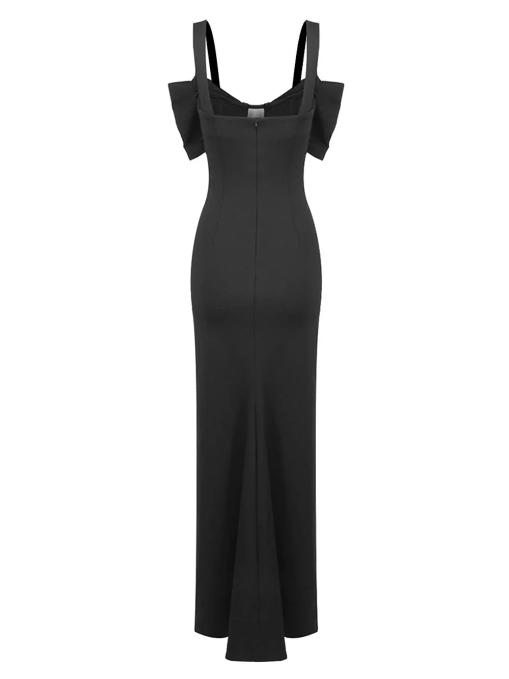 Elegantes Bandage-Maxikleid mit Diamanten – Bodenlang & Quadratkragen