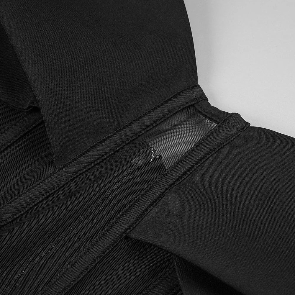 Elegantes Bandage-Maxikleid mit Diamanten – Bodenlang & Quadratkragen