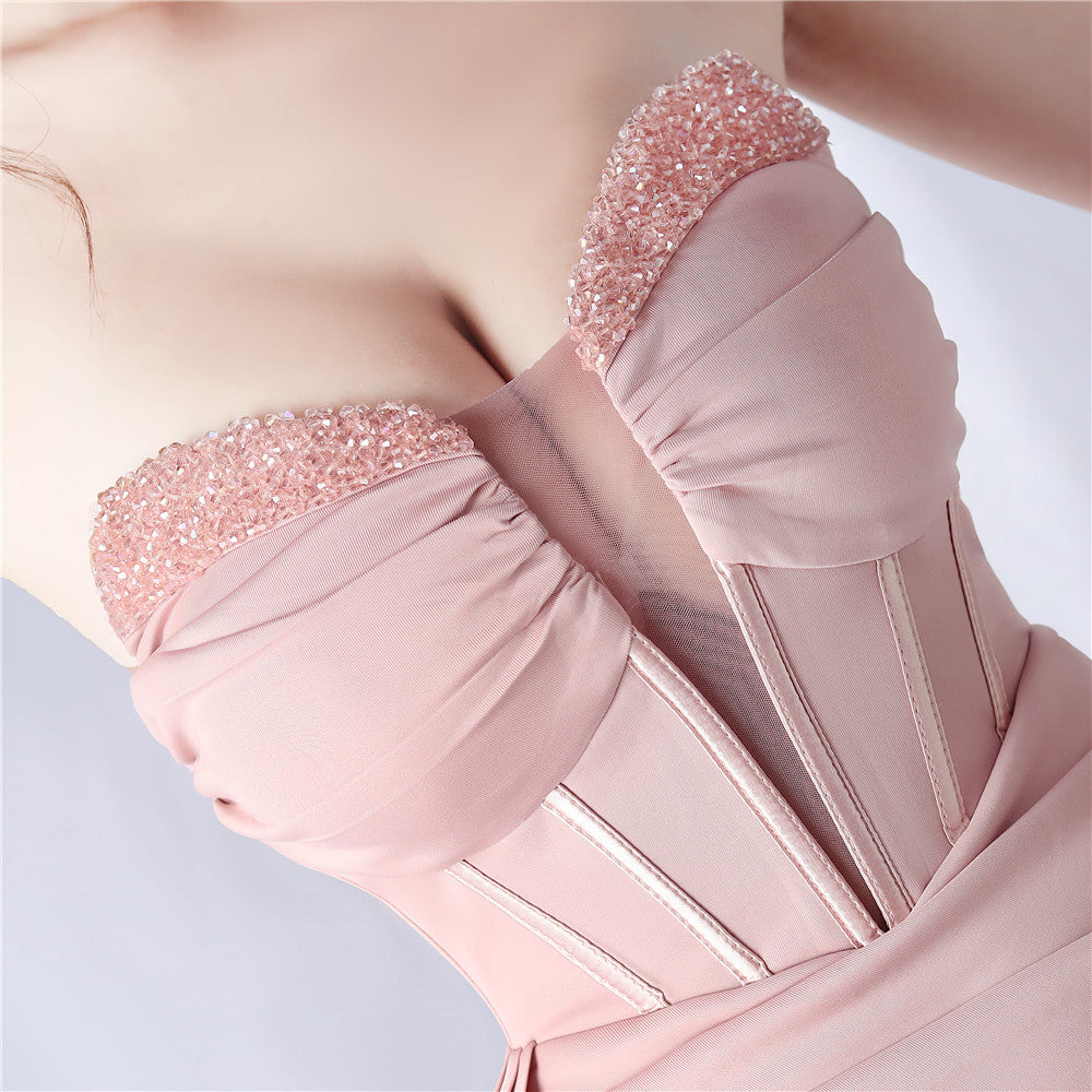 Elegantes Bandage-Maxikleid mit Diamanten – Bodenlang & Quadratkragen