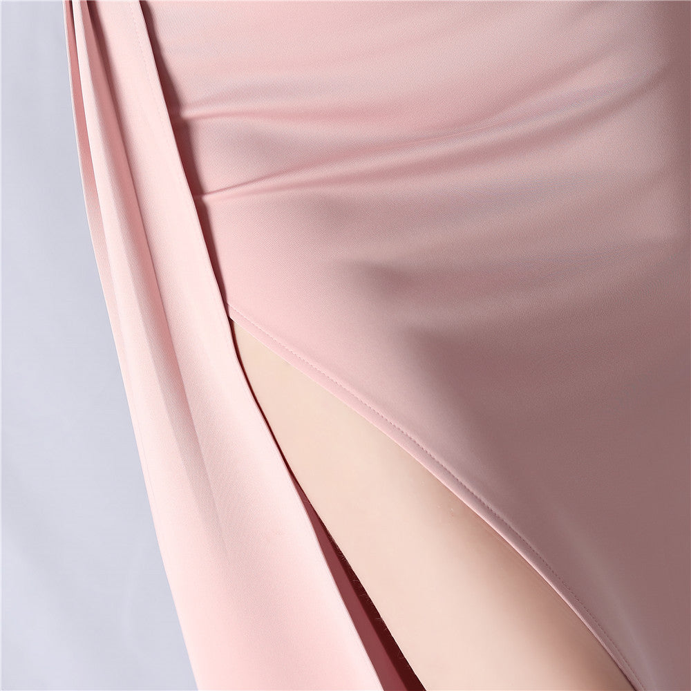 Elegantes Bandage-Maxikleid mit Diamanten – Bodenlang & Quadratkragen
