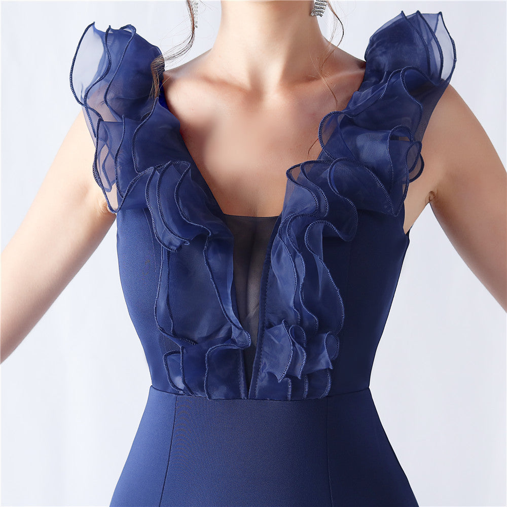 Elegantes Bandage-Maxikleid mit Diamanten – Bodenlang & Quadratkragen