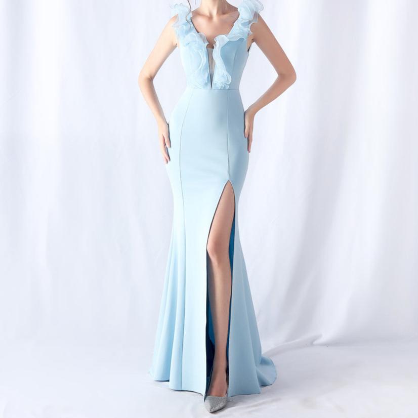Elegantes Bandage-Maxikleid mit Diamanten – Bodenlang & Quadratkragen