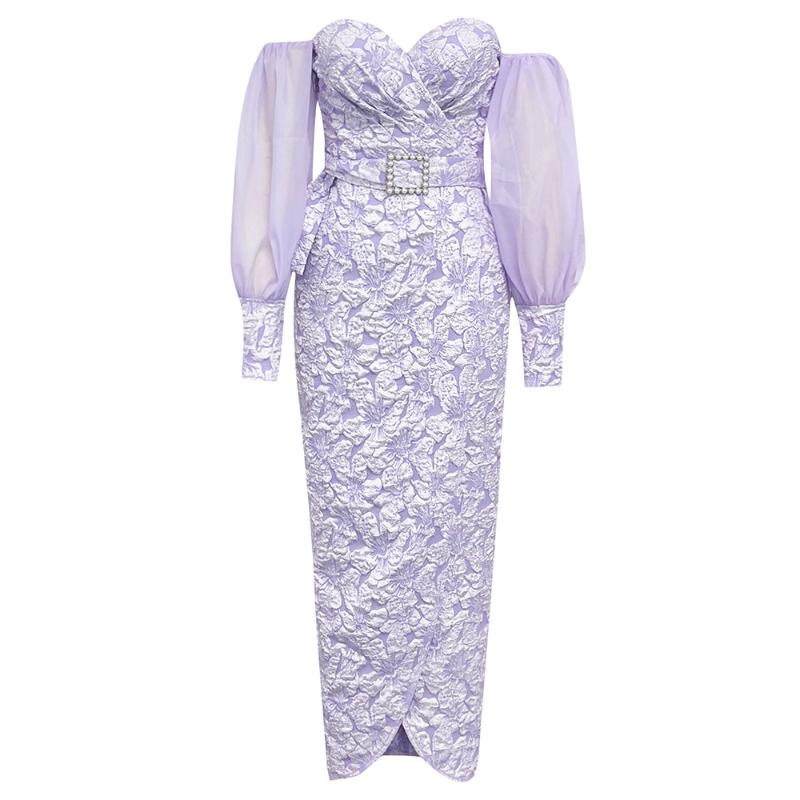 Elegantes Bandage-Maxikleid mit Diamanten – Bodenlang & Quadratkragen