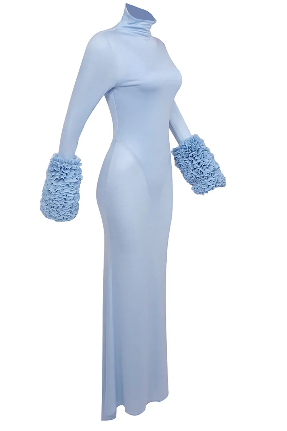 Elegantes Bandage-Maxikleid mit Diamanten – Bodenlang & Quadratkragen