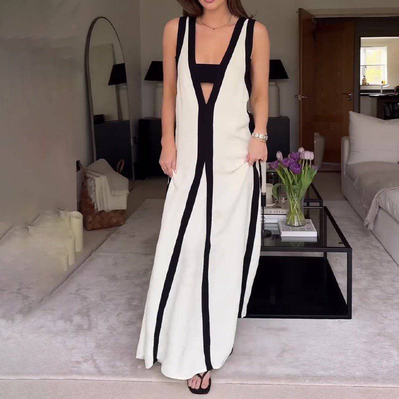 Elegantes Bandage-Maxikleid mit Diamanten – Bodenlang & Quadratkragen