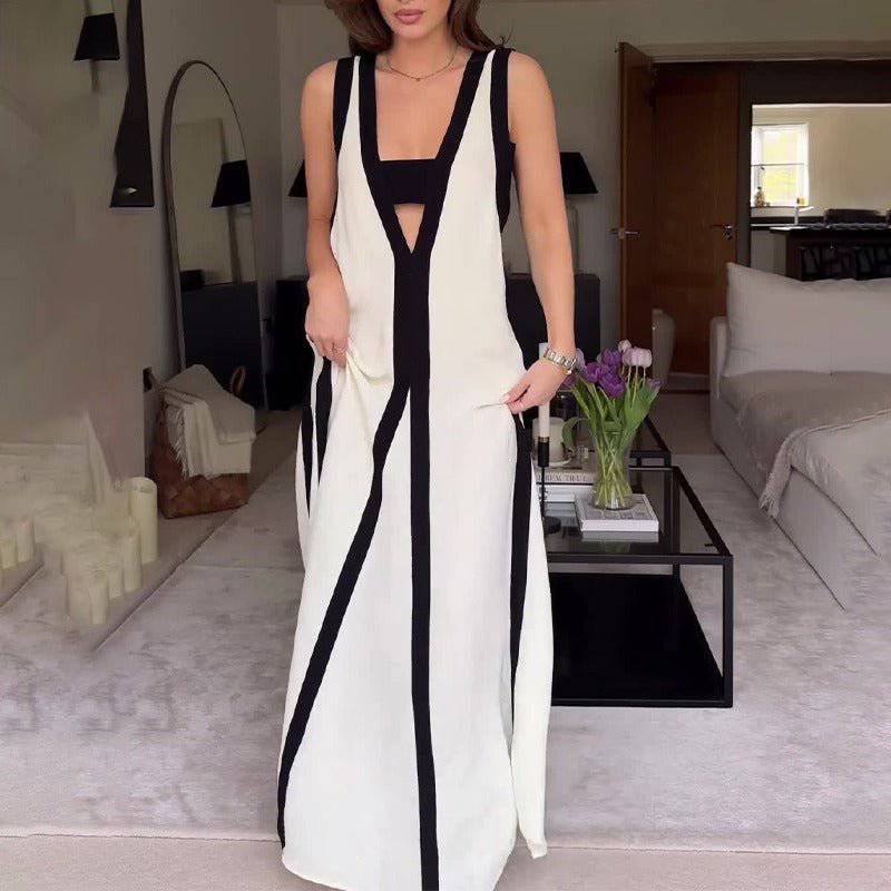 Elegantes Bandage-Maxikleid mit Diamanten – Bodenlang & Quadratkragen