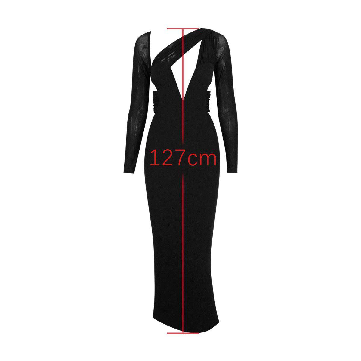 Elegantes Bandage-Maxikleid mit Diamanten – Bodenlang & Quadratkragen