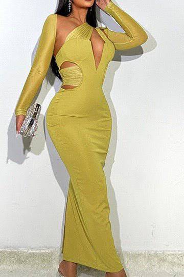 Elegantes Bandage-Maxikleid mit Diamanten – Bodenlang & Quadratkragen