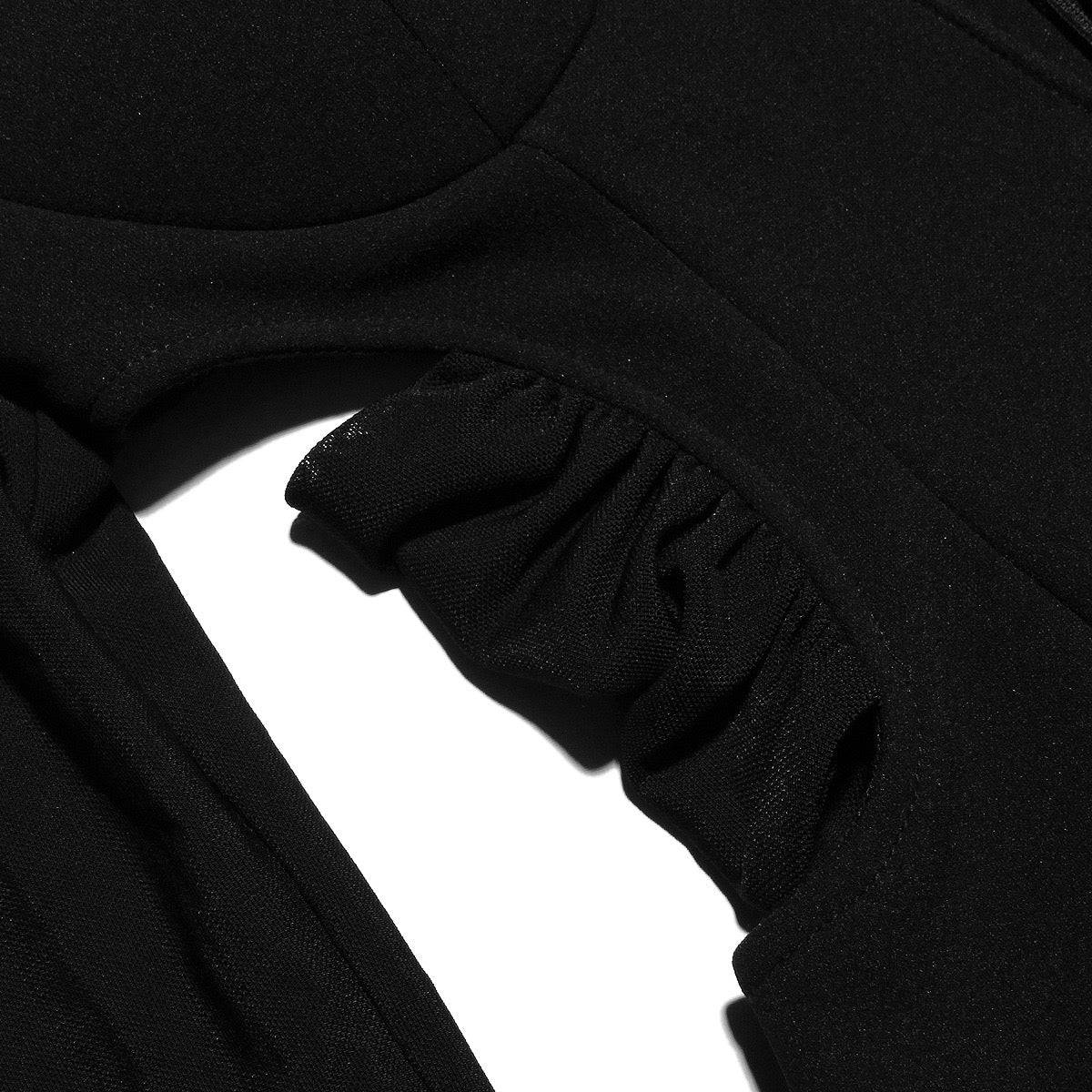 Elegantes Bandage-Maxikleid mit Diamanten – Bodenlang & Quadratkragen
