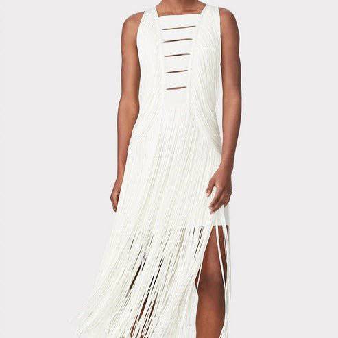 Elegantes Bandage-Maxikleid mit Diamanten – Bodenlang & Quadratkragen