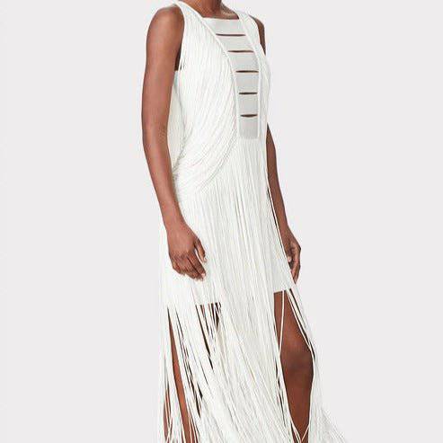 Elegantes Bandage-Maxikleid mit Diamanten – Bodenlang & Quadratkragen