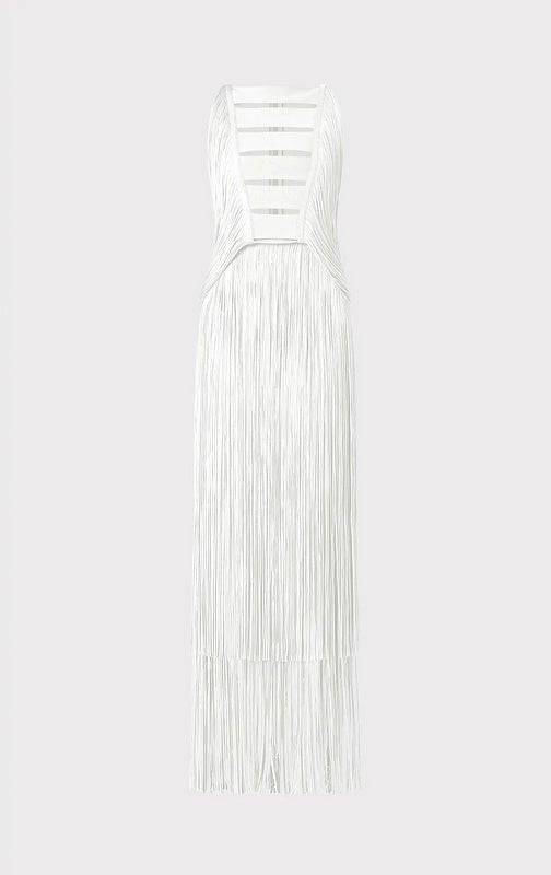 Elegantes Bandage-Maxikleid mit Diamanten – Bodenlang & Quadratkragen