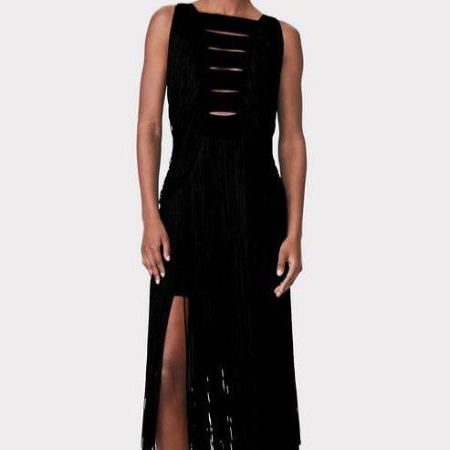 Elegantes Bandage-Maxikleid mit Diamanten – Bodenlang & Quadratkragen