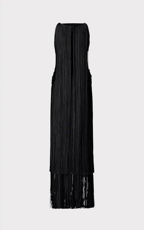 Elegantes Bandage-Maxikleid mit Diamanten – Bodenlang & Quadratkragen