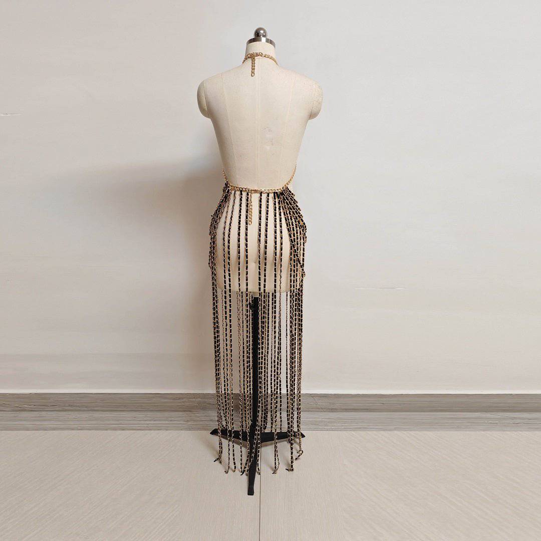 Elegantes Bandage-Maxikleid mit Diamanten – Bodenlang & Quadratkragen