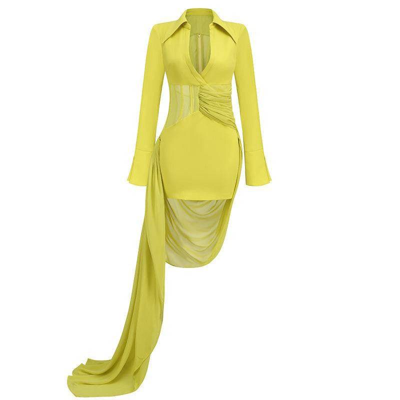 Elegantes Bandage-Maxikleid mit Diamanten – Bodenlang & Quadratkragen
