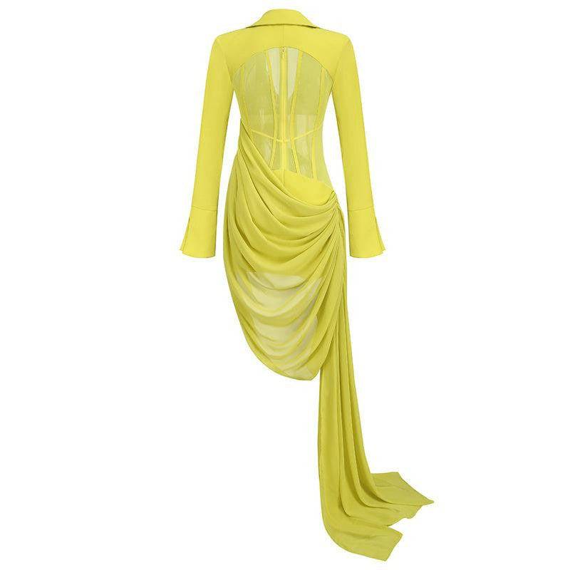 Elegantes Bandage-Maxikleid mit Diamanten – Bodenlang & Quadratkragen