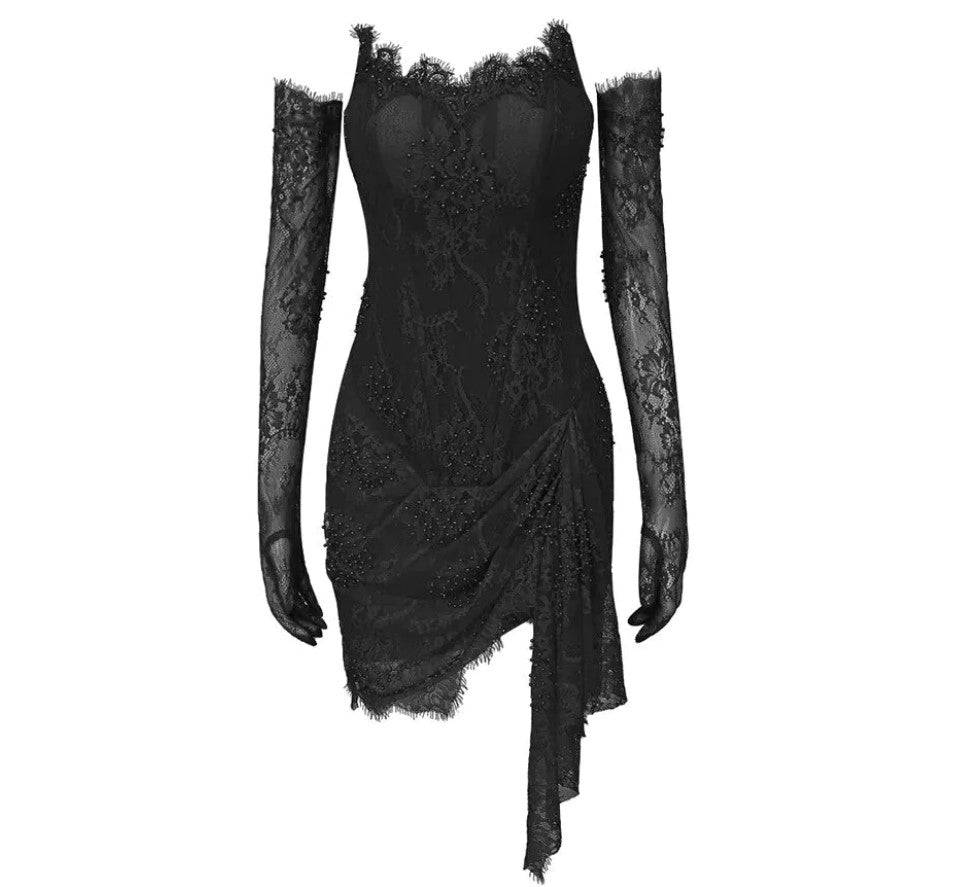 Elegantes Bandage-Maxikleid mit Diamanten – Bodenlang & Quadratkragen