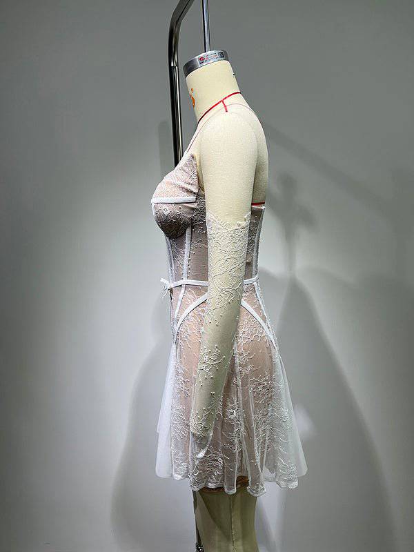 Elegantes Bandage-Maxikleid mit Diamanten – Bodenlang & Quadratkragen