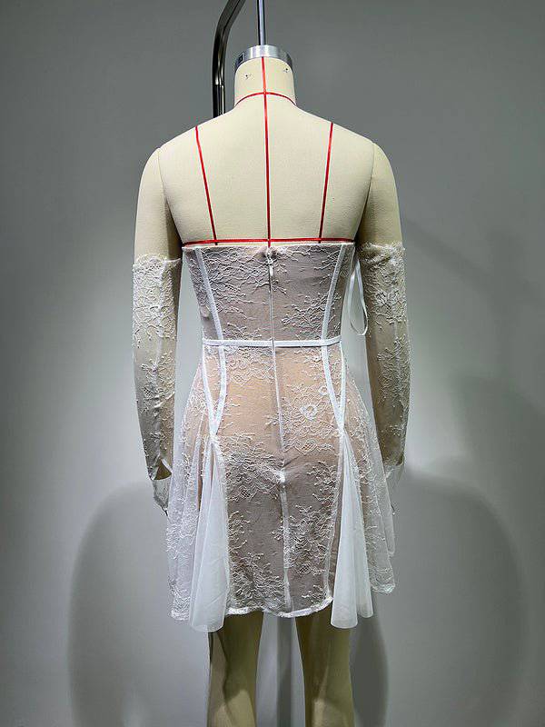 Elegantes Bandage-Maxikleid mit Diamanten – Bodenlang & Quadratkragen