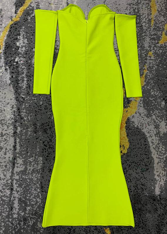 Elegantes Bandage-Maxikleid mit Diamanten – Bodenlang & Quadratkragen