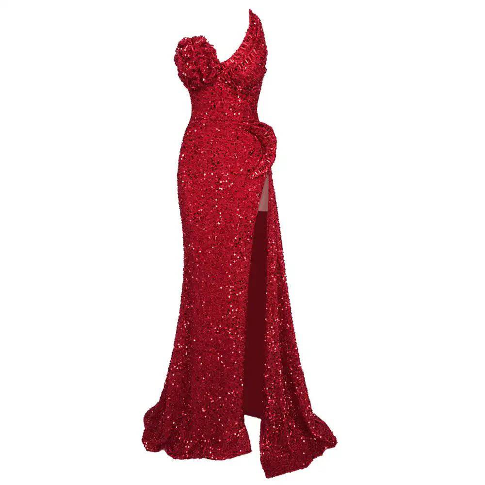 Elegantes Bandage-Maxikleid mit Diamanten – Bodenlang & Quadratkragen