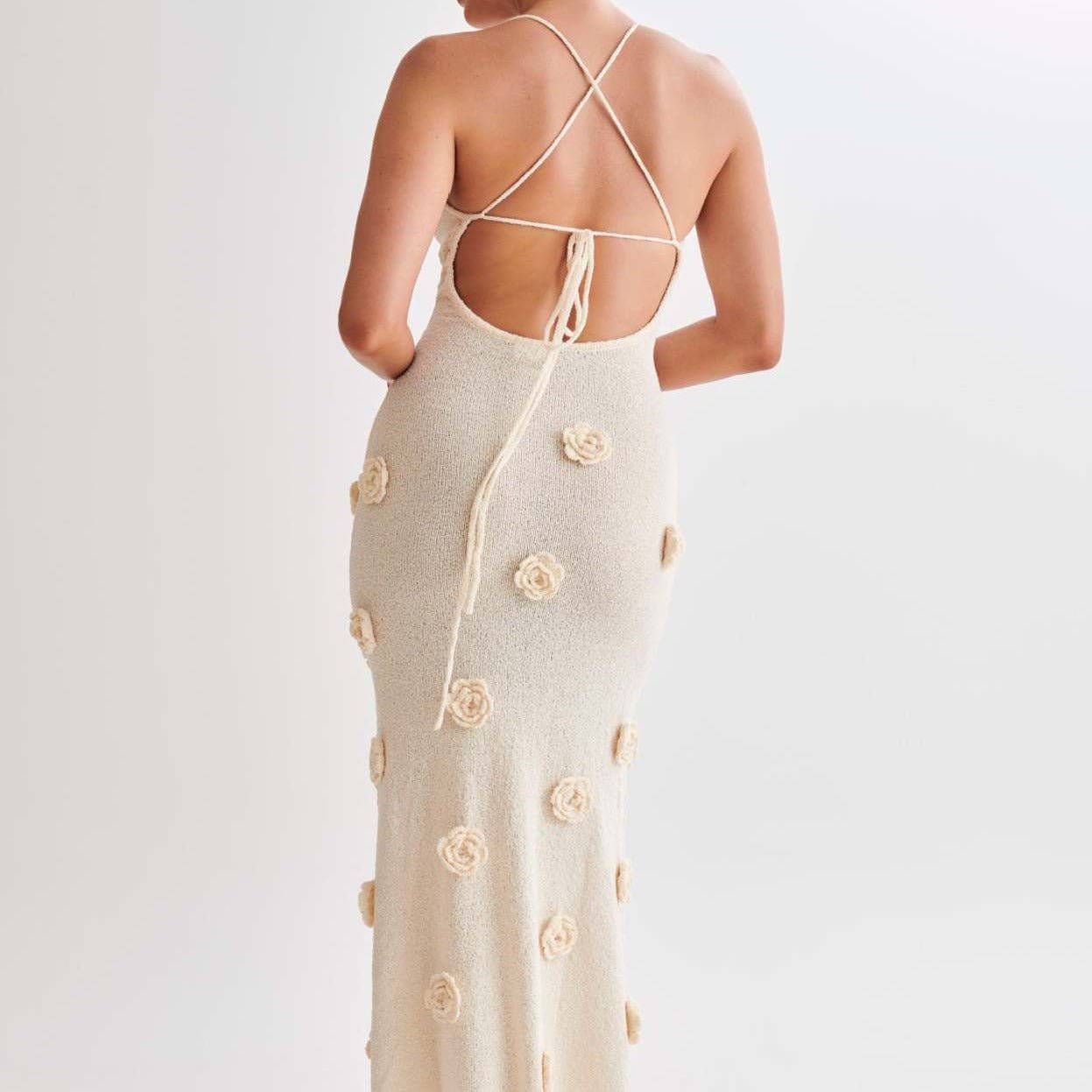 Elegantes Bandage-Maxikleid mit Diamanten – Bodenlang & Quadratkragen