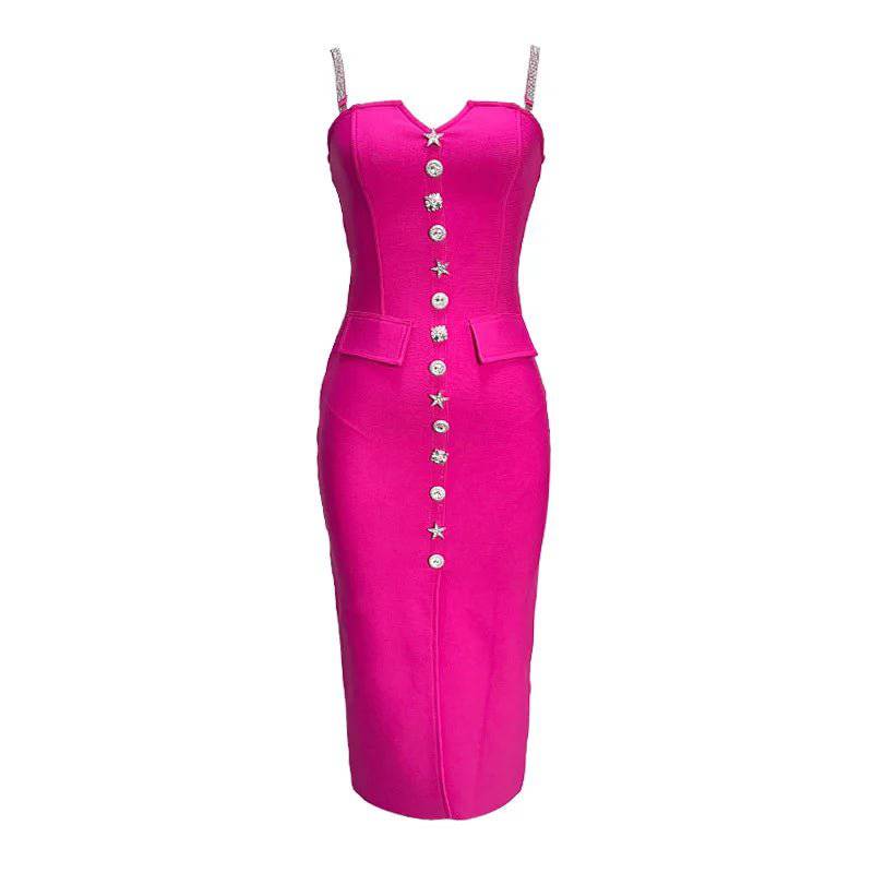 Produktbild von Elegantes Bandage-Maxikleid mit Diamanten – Bodenlang & Quadratkragen in s, erhältlich bei Hot Fashionista