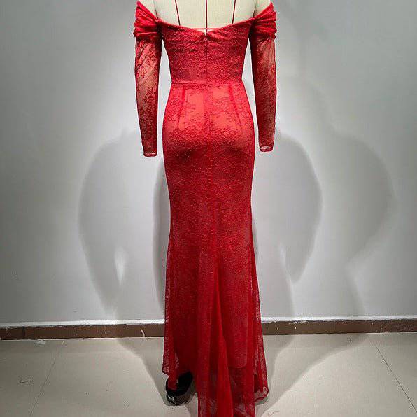 Elegantes Bandage-Maxikleid mit Diamanten – Bodenlang & Quadratkragen