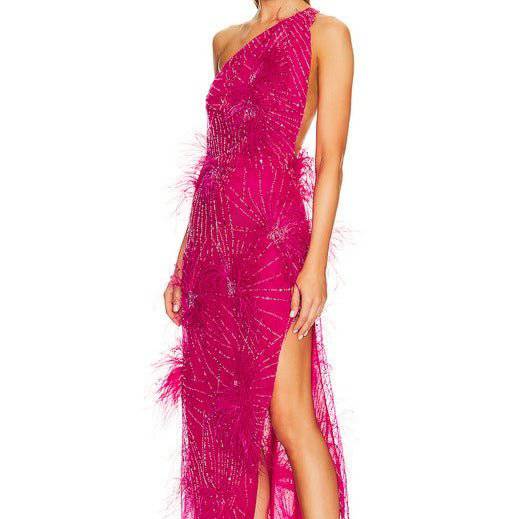 Elegantes Bandage-Maxikleid mit Diamanten – Bodenlang & Quadratkragen
