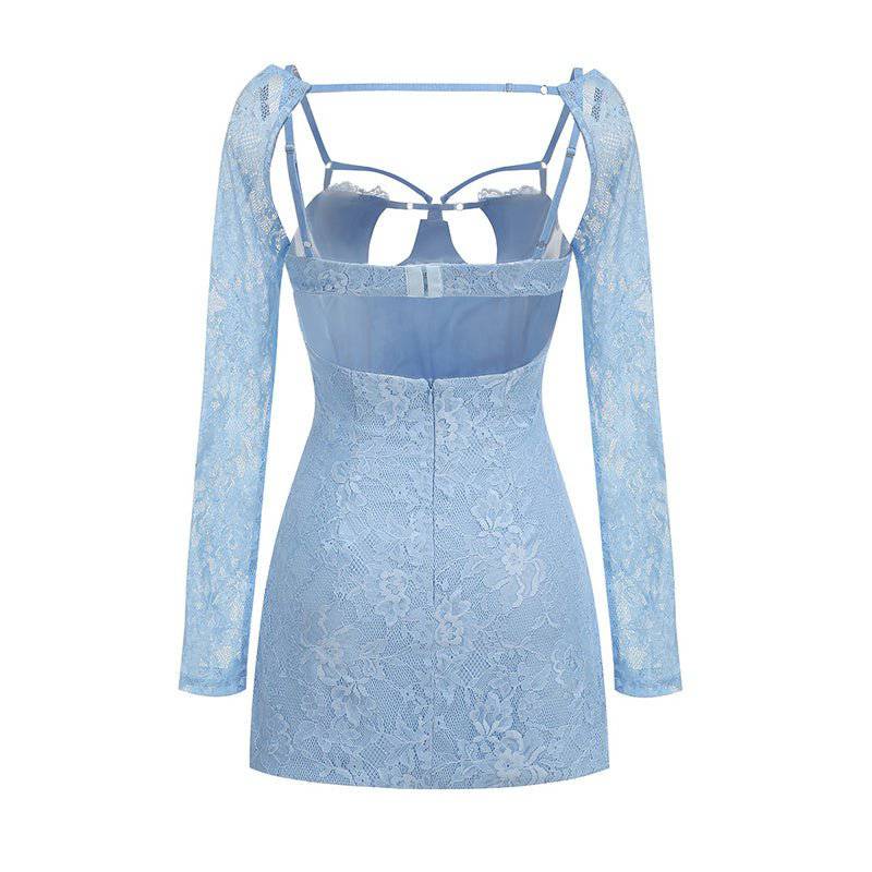 Elegantes Bandage-Maxikleid mit Diamanten – Bodenlang & Quadratkragen