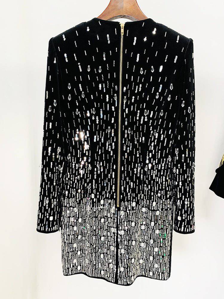 Elegantes Bandage-Maxikleid mit Diamanten – Bodenlang & Quadratkragen