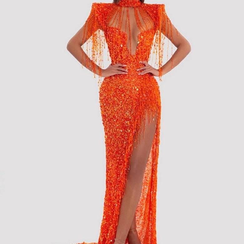 Produktbild von Elegantes Bandage-Maxikleid mit Diamanten – Bodenlang & Quadratkragen in S, erhältlich bei Hot Fashionista
