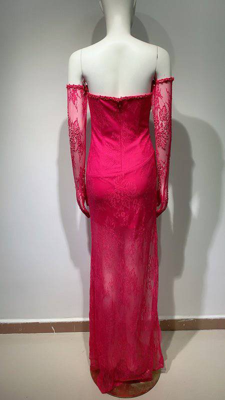 Elegantes Bandage-Maxikleid mit Diamanten – Bodenlang & Quadratkragen