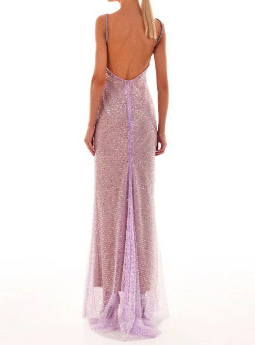 Elegantes Bandage-Maxikleid mit Diamanten – Bodenlang & Quadratkragen