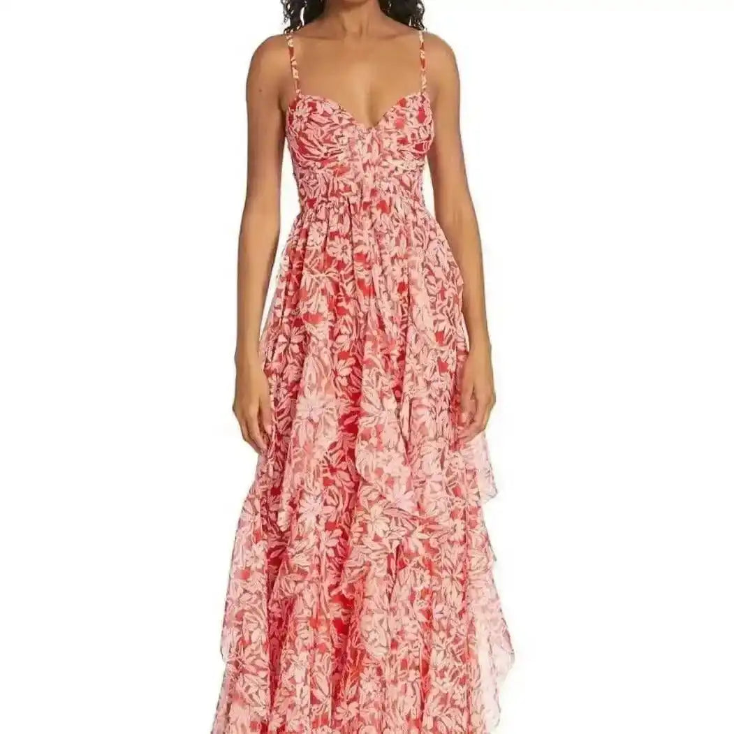 Elegantes Bandage-Maxikleid mit Diamanten – Bodenlang & Quadratkragen
