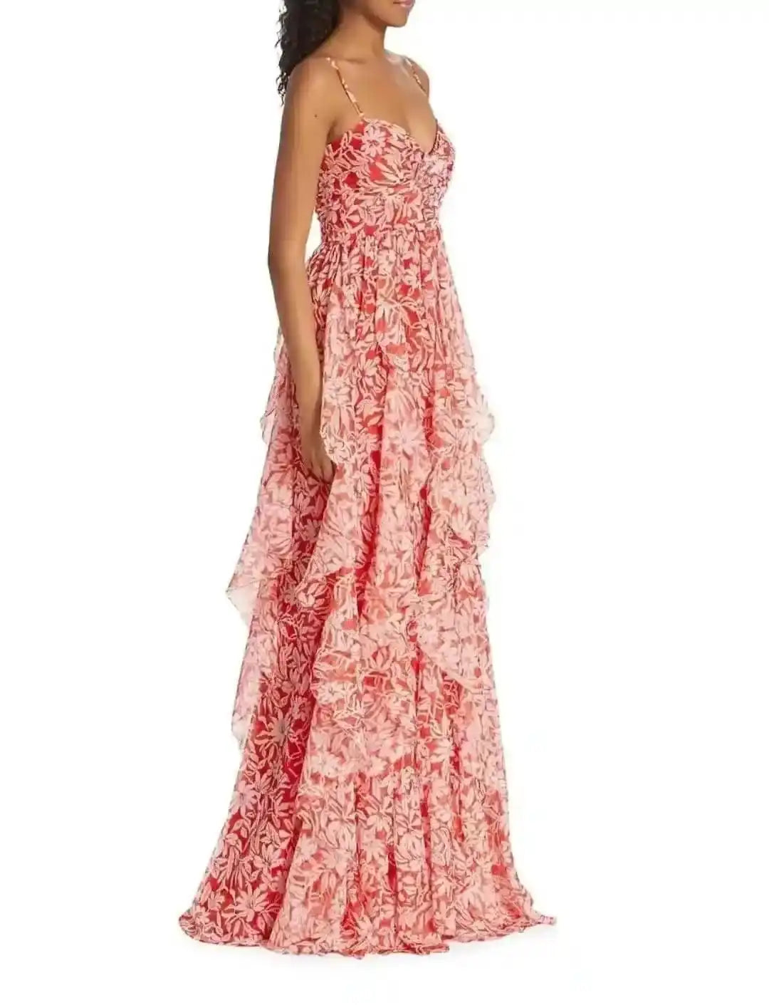Elegantes Bandage-Maxikleid mit Diamanten – Bodenlang & Quadratkragen