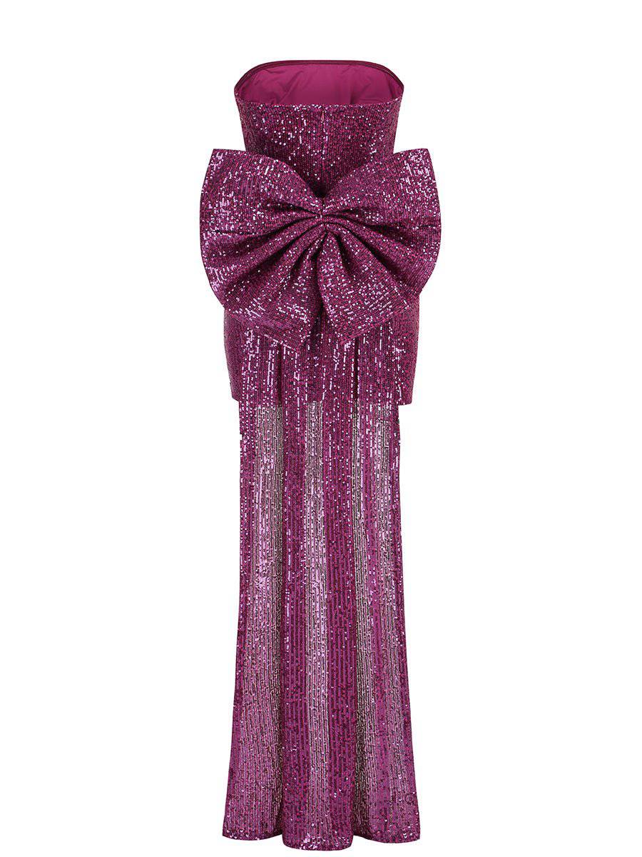 Elegantes Bandage-Maxikleid mit Diamanten – Bodenlang & Quadratkragen