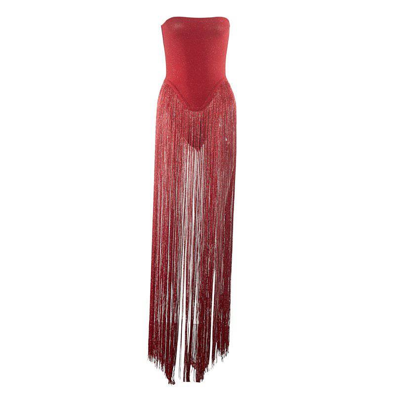 Elegantes Bandage-Maxikleid mit Diamanten – Bodenlang & Quadratkragen