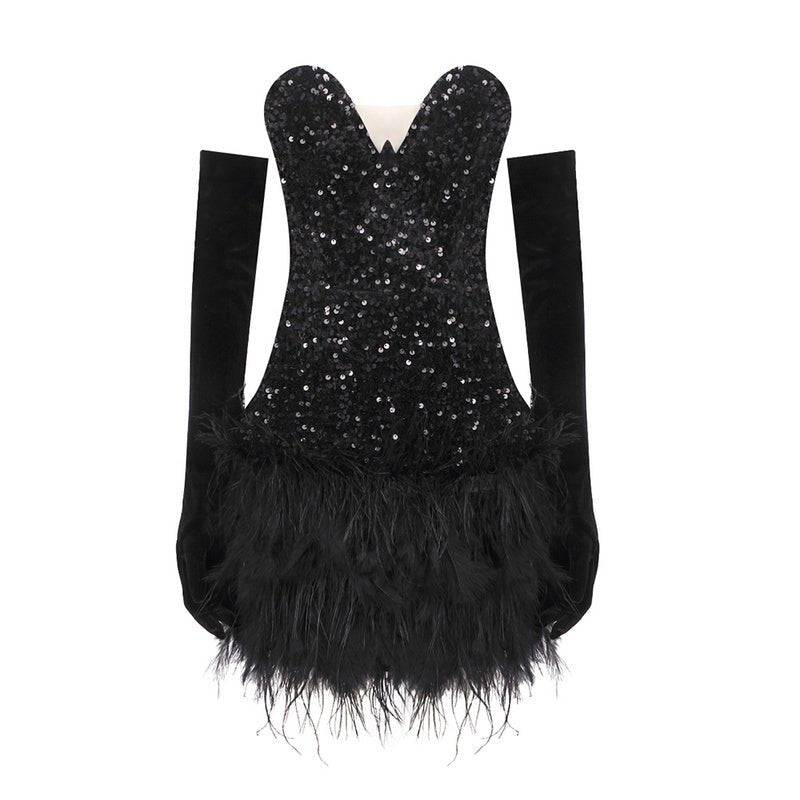 Elegantes Bandage-Maxikleid mit Diamanten – Bodenlang & Quadratkragen