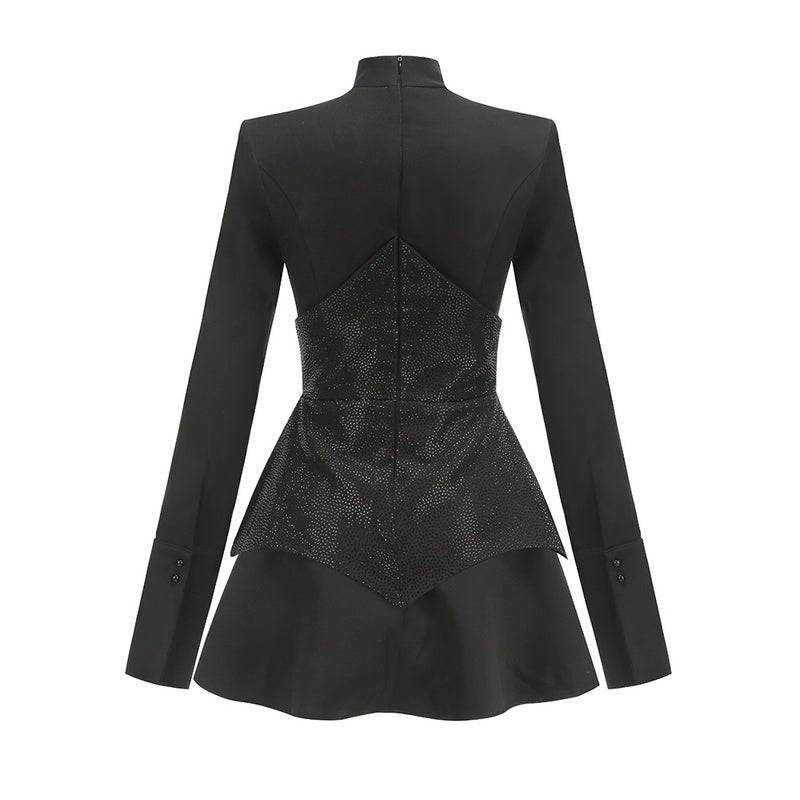 Elegantes Bandage-Maxikleid mit Diamanten – Bodenlang & Quadratkragen