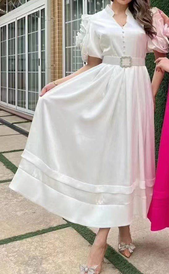 Elegantes Bandage-Maxikleid mit Diamanten – Bodenlang & Quadratkragen